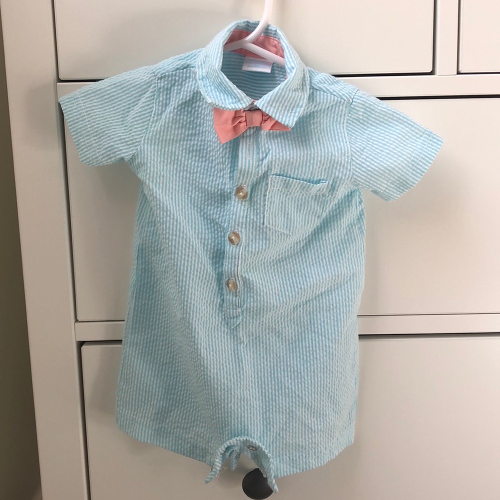 worn once Edge hill collection boy bow tie romper